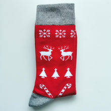 Load image into Gallery viewer, Red Reindeer Christmas Socks