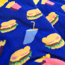 Load image into Gallery viewer, Fast Food Socks | Burgers, Chips, Fries, Shake, Ice Cream, Pizza | McDonald&#39;s, Pizza Hut, Dairy Queen | Bright, Fun Socks

