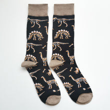 Load image into Gallery viewer, Dinosaur Socks | Colourful Dinos, Dinosaur Bones, T-Rex, Stegosaurus, Brachiosaurus, Triceratops | Bright, Soft, Happy Cotton Socks