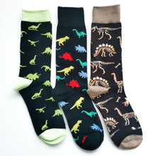 Load image into Gallery viewer, Dinosaur Socks | Colourful Dinos, Dinosaur Bones, T-Rex, Stegosaurus, Brachiosaurus, Triceratops | Bright, Soft, Happy Cotton Socks