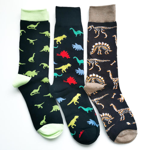 Dinosaur Socks | Colourful Dinos, Dinosaur Bones, T-Rex, Stegosaurus, Brachiosaurus, Triceratops | Bright, Soft, Happy Cotton Socks