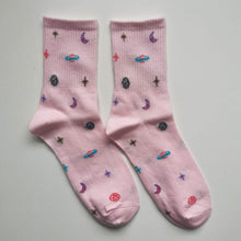 Load image into Gallery viewer, Cute Space Socks | NASA, Saturn, Moon, Galaxy, Milky Way, Stars | Soft Cotton