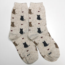 Load image into Gallery viewer, Warm Cat Socks | Wool and Cotton | Animals, Cute Cats, Felines, Kittens | Fun, Happy, Soft, Bright Socks