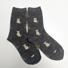 Load image into Gallery viewer, Warm Cat Socks | Wool and Cotton | Animals, Cute Cats, Felines, Kittens | Fun, Happy, Soft, Bright Socks