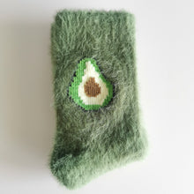 Load image into Gallery viewer, Kiwi and Avocado Socks | Warm House Socks | Fruity | Soft, Colourful Happy, Cosy Socks