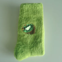 Load image into Gallery viewer, Kiwi and Avocado Socks | Warm House Socks | Fruity | Soft, Colourful Happy, Cosy Socks