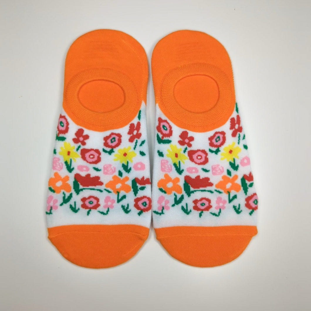 Colourful Flower No-Show Socks | Adult UK Size 3-7 | Cute Floral Pattern