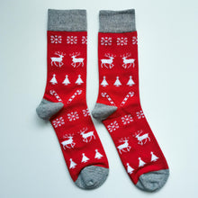 Load image into Gallery viewer, Red Reindeer Christmas Socks
