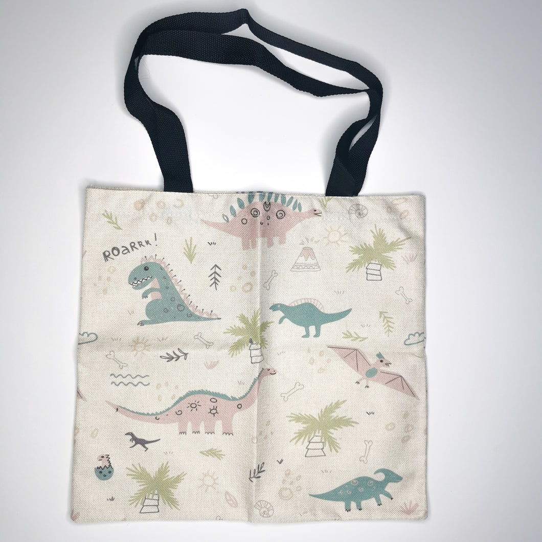 Blue and Pink Dino Tote Bags