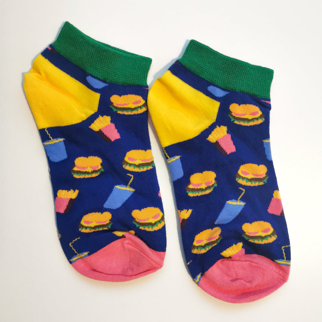Fast Food Socks | Burgers, Chips, Fries, Shake, Ice Cream, Pizza | McDonald's, Pizza Hut, Dairy Queen | Bright, Fun Socks