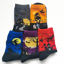 Load image into Gallery viewer, Halloween Socks | Ghosts, Trick or Treat, Witches, Cemetery, Graveyard, Haunted House, Bats, Pumpkins | Colourful, Soft Cotton
