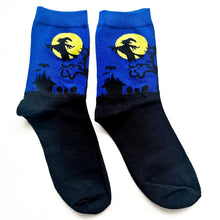 Load image into Gallery viewer, Halloween Socks | Ghosts, Trick or Treat, Witches, Cemetery, Graveyard, Haunted House, Bats, Pumpkins | Colourful, Soft Cotton
