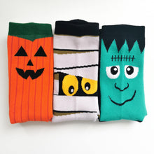 Load image into Gallery viewer, Halloween Socks | Frankenstein, Mummy, Pumpkin, Spooky | Soft Scary Cotton Socks
