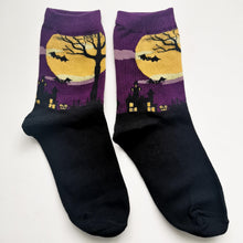 Load image into Gallery viewer, Halloween Socks | Ghosts, Trick or Treat, Witches, Cemetery, Graveyard, Haunted House, Bats, Pumpkins | Colourful, Soft Cotton
