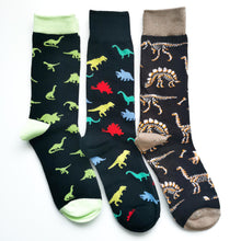 Load image into Gallery viewer, Dinosaur Socks | Colourful Dinos, Dinosaur Bones, T-Rex, Stegosaurus, Brachiosaurus, Triceratops | Bright, Soft, Happy Cotton Socks
