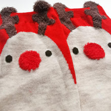 Load image into Gallery viewer, Rudolph Nose Socks | Cute Christmas Design | Soft Cotton, Fluffy Reindeer Nose
