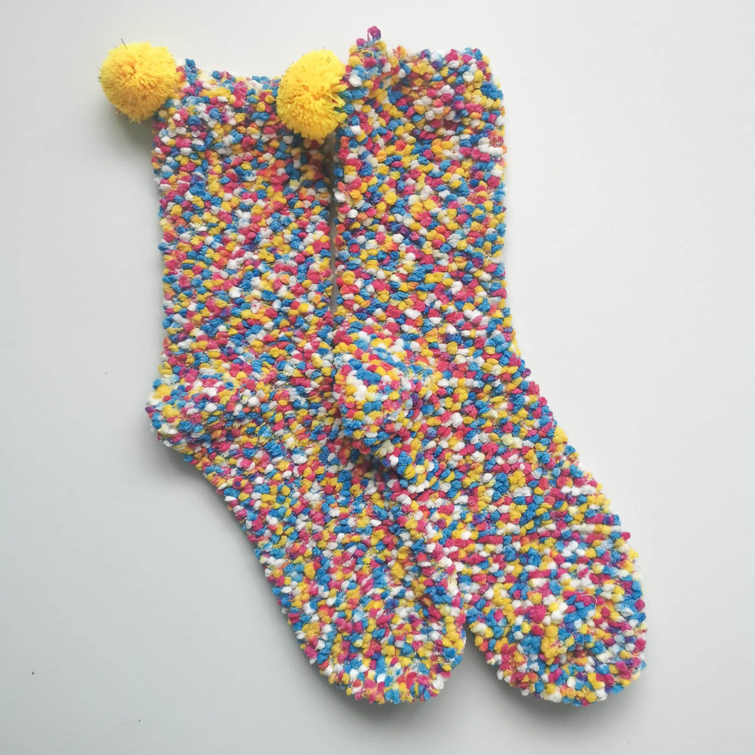 Cosy Bobble Socks | Warm Winter Fleece | Colourful, Soft House Socks