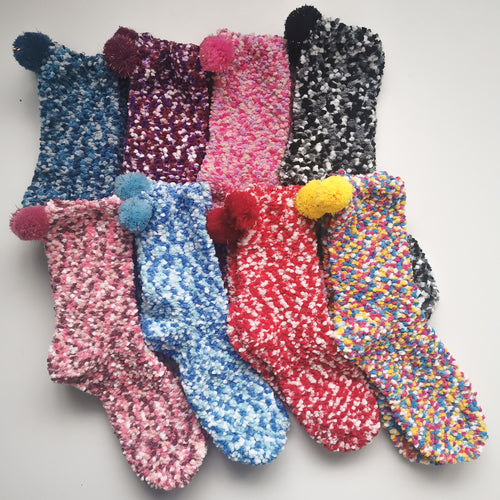 Cosy Bobble Socks | Warm Winter Fleece | Colourful, Soft House Socks