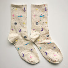 Load image into Gallery viewer, Cute Space Socks | NASA, Saturn, Moon, Galaxy, Milky Way, Stars | Soft Cotton
