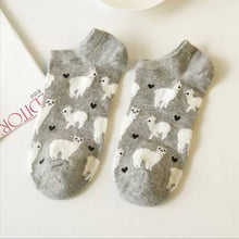 Load image into Gallery viewer, Alpaca Trainer Socks | Cute Animals, Llamas | Fluffy, Soft, Bright, Happy Socks
