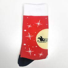 Load image into Gallery viewer, Christmas Socks | Santa&#39;s Sleigh in the Sky &amp; Reindeer | Rudolph, Festive Town
