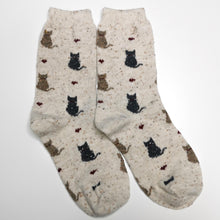 Load image into Gallery viewer, Warm Cat Socks | Wool and Cotton | Animals, Cute Cats, Felines, Kittens | Fun, Happy, Soft, Bright Socks

