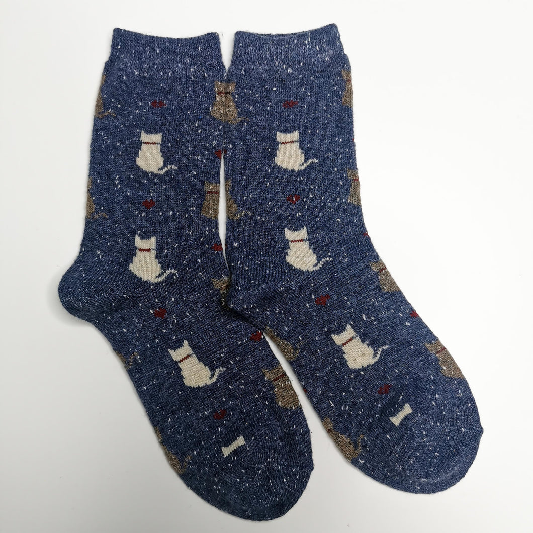 Warm Cat Socks | Wool and Cotton | Animals, Cute Cats, Felines, Kittens | Fun, Happy, Soft, Bright Socks