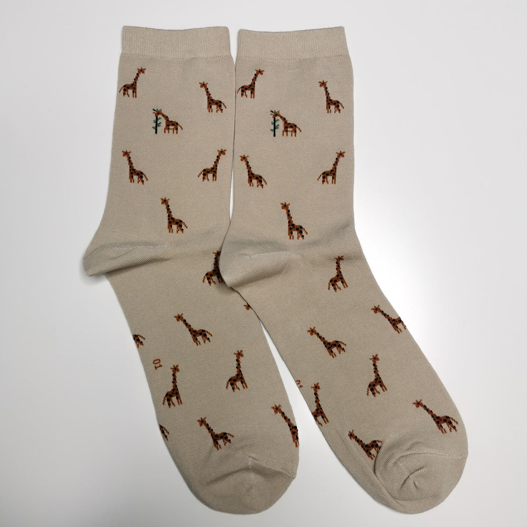 Giraffe and Bird Socks | Cute Animals | Bright, Colourful, Happy Cotton Socks