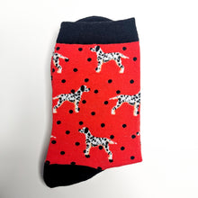 Load image into Gallery viewer, Red Spotty Dalmatian Socks | Soft Cotton, Bright Happy Socks | Dogs, Dog Lover
