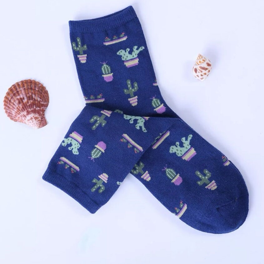 Cactus Socks | Adult UK Size 2-6 | Cacti, House Plants, Flowers, | Colourful, Happy, Soft, Unisex Socks