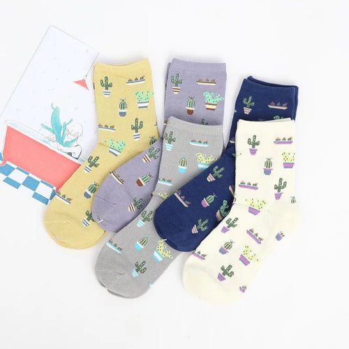 Cactus Socks | Adult UK Size 2-6 | Cacti, House Plants, Flowers, | Colourful, Happy, Soft, Unisex Socks