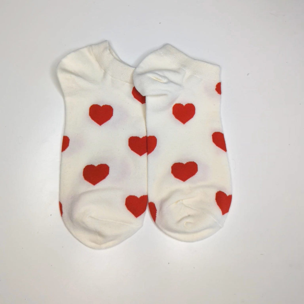 Red Heart Unisex Trainer Socks | Adult UK Size 5-9 | Valentine's Day, Love, Hearts | Colourful, Soft, Happy Summer Socks