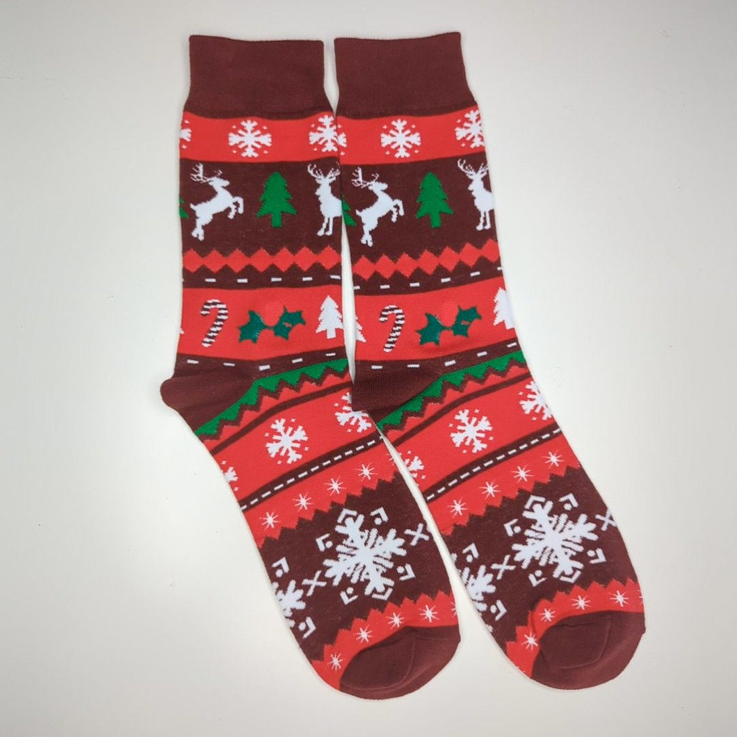 Royal Red Christmas Unisex Socks | Adult UK Size 7-11 | Festive Season Gift