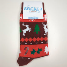 Load image into Gallery viewer, Royal Red Christmas Unisex Socks | Adult UK Size 7-11 | Festive Season Gift
