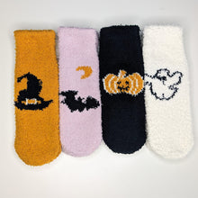 Load image into Gallery viewer, Halloween Fluffy Unisex Grippy Socks | Adult UK Size 2-8 | Ghosts, Witches, Haunted House, Bats, Pumpkins
